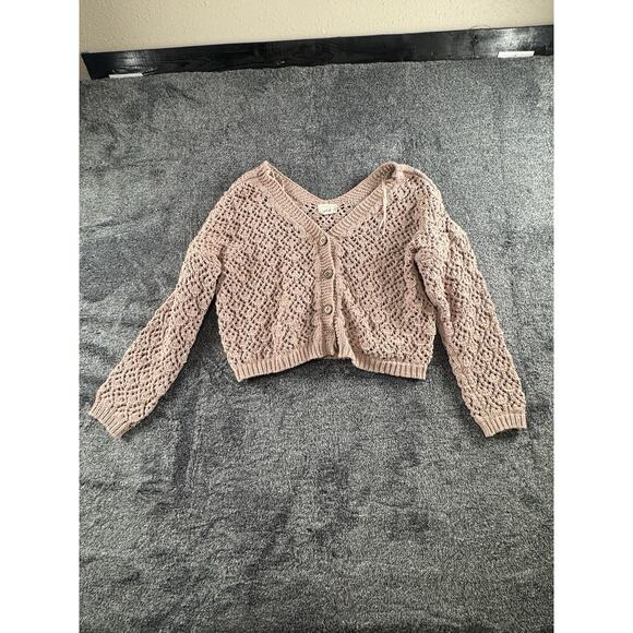 Artelier by Nicole Miller Women’s XL Mauve Open Knit Cropped Sweater - Picture 1 of 3